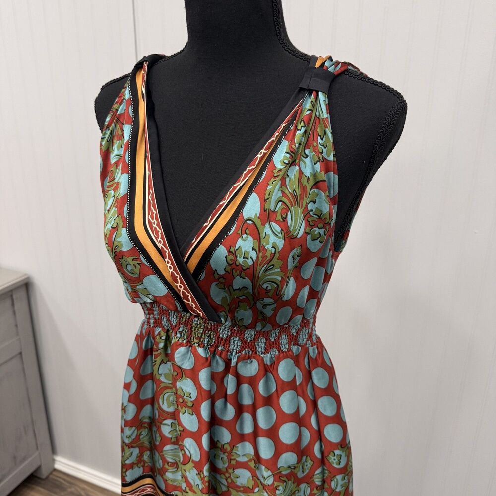 Hale Bob Women's Small Multicolor Paisley Geometric 100% Silk Sleeveless Top - Picture 2 of 7